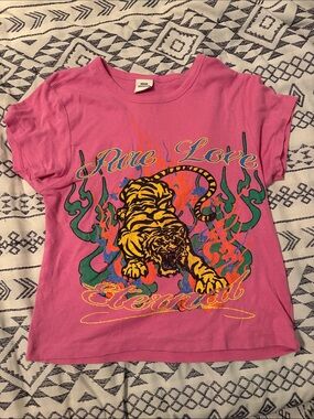 Urban Outfitters Pink Tee with Tiger Graphic